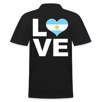 J’aime l’Argentine drapeau du cœur Argentine - Polo Homme - noir - Dos - Kai (181cm)