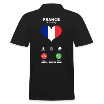 Frankreich is calling Frankreich Herz Souvenir - Männer Poloshirt - Schwarz - Hinten - Kai (181cm)