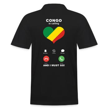 Congo is calling Congo Heart Souvenir - Men's Polo Shirt - black - Back - Kai (181cm)