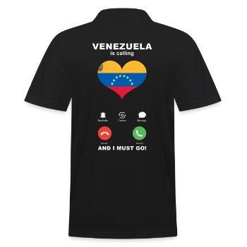 Venezuela is calling Venezuela Heart Souvenir - Men's Polo Shirt - black - Back - Kai (181cm)
