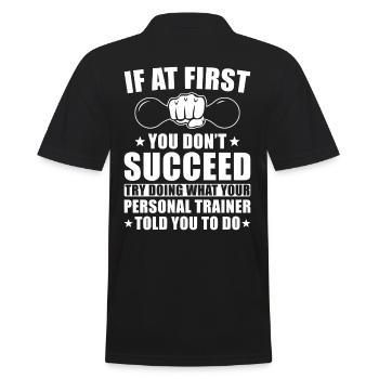 Personal Trainer Gift - Men's Polo Shirt - black - Back - Kai (181cm)
