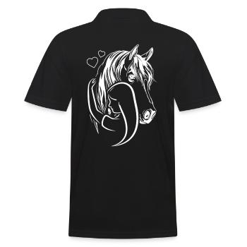 Cavalier Chevaux Fille Lineart Cheval - Polo Homme - noir - Dos - Kai (181cm)