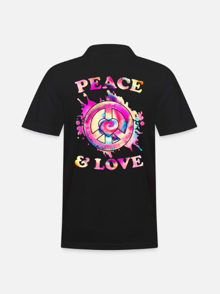 Peace Love Hippie - Men's Polo Shirt - black