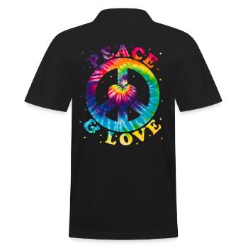 Frieden Liebe Hippie - Männer Poloshirt - Schwarz - Hinten - Kai (181cm)