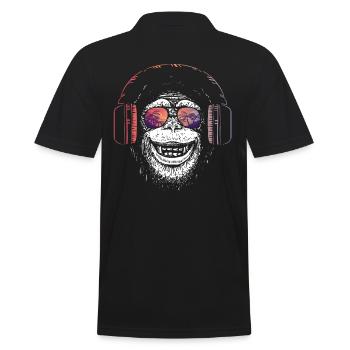 Affe Dj Kopfhörer - Männer Poloshirt - Schwarz - Hinten - Kai (181cm)