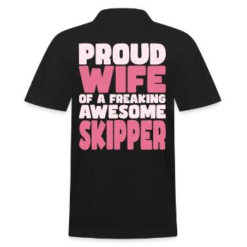 Proud Wife of A Damn Good Skipper - Men's Polo Shirt - black - Back - Kai (181cm)