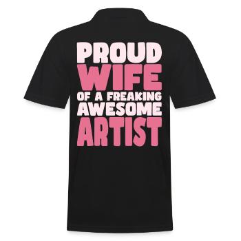 Proud Wife of A Damn Good Artist - Men's Polo Shirt - black - Back - Kai (181cm)