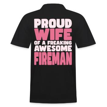 Proud Wife of A Damn Good Firefighter - Men's Polo Shirt - black - Back - Kai (181cm)
