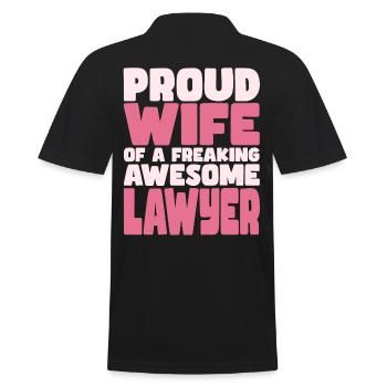 Proud Wife of A Damn Good Lawyer - Men's Polo Shirt - black - Back - Kai (181cm)