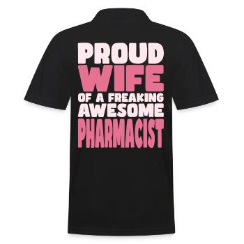 Fière épouse d’un sacré bon pharmacien - Polo Homme - noir - Dos - Kai (181cm)