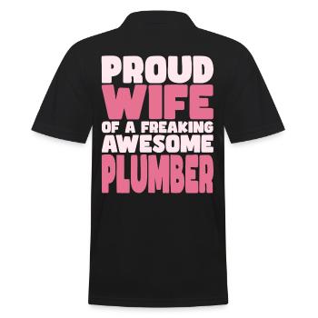 Proud Wife of A Damn Good Plumber - Men's Polo Shirt - black - Back - Kai (181cm)