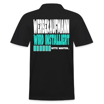 Werbekaufmann wird installiert - Männer Poloshirt - Schwarz - Hinten - Kai (181cm)