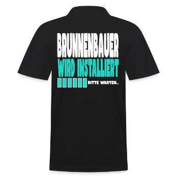 Brunnenbauer wird installiert - Männer Poloshirt - Schwarz - Hinten - Kai (181cm)