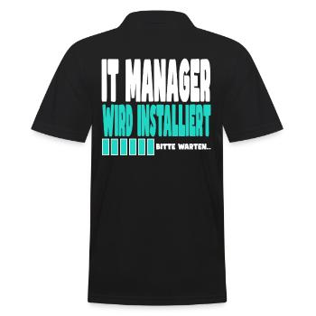 It Manager wird installiert - Männer Poloshirt - Schwarz - Hinten - Kai (181cm)
