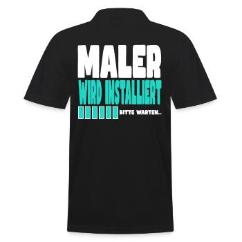Maler wird installiert - Männer Poloshirt - Schwarz - Hinten - Kai (181cm)