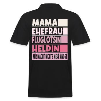 Fluglotsin Mama Ehefrau Heldin - Männer Poloshirt - Schwarz - Hinten - Kai (181cm)