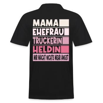 Truckerin Mama Ehefrau Heldin - Männer Poloshirt - Schwarz - Hinten - Kai (181cm)