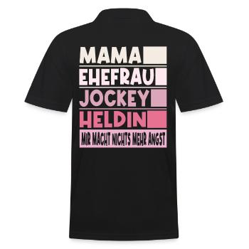Jockey Mama Ehefrau Heldin - Männer Poloshirt - Schwarz - Hinten - Kai (181cm)