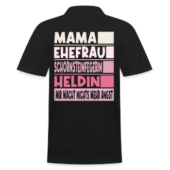 Schornsteinfegerin Mama Ehefrau Heldin - Männer Poloshirt - Schwarz - Hinten - Kai (181cm)
