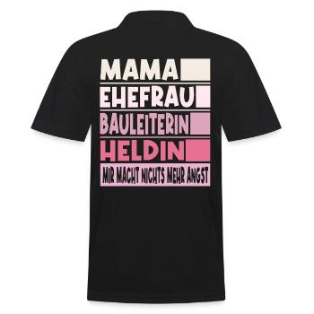 Bauleiterin Mama Ehefrau Heldin - Männer Poloshirt - Schwarz - Hinten - Kai (181cm)