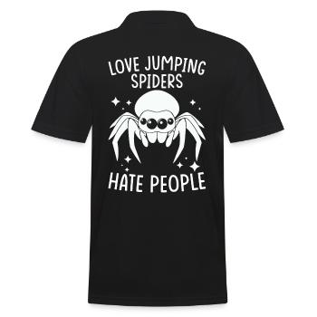 Springspinne Spruch - Männer Poloshirt - Schwarz - Hinten - Kai (181cm)