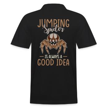 Springspinne Spruch - Männer Poloshirt - Schwarz - Hinten - Kai (181cm)