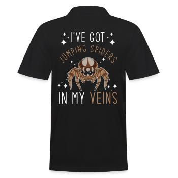 Springspinne Spruch - Männer Poloshirt - Schwarz - Hinten - Kai (181cm)