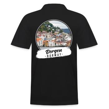 Bergen Norway Souvenir - Men's Polo Shirt - black - Back - Kai (181cm)