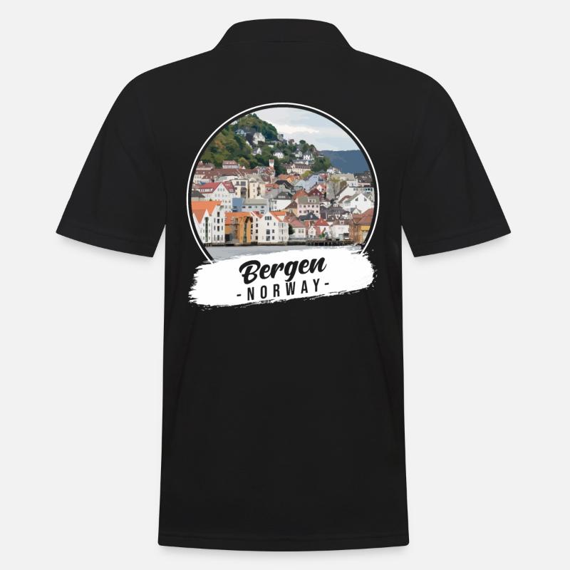 Bergen Norwegen Souvenir - Männer Poloshirt - Schwarz
