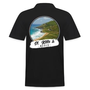 St. Kitts & Nevis Souvenir - Men's Polo Shirt - black - Back - Kai (181cm)
