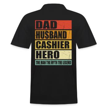 Vater Ehemann Kassierer Held - Männer Poloshirt - Schwarz - Hinten - Kai (181cm)