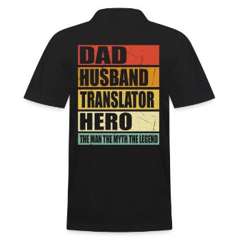 Père Mari Traducteur Héros - Polo Homme - noir - Dos - Kai (181cm)