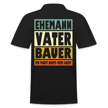 Bauer Vater Ehemann Held - Männer Poloshirt - Schwarz - Hinten - Kai (181cm)