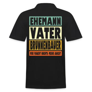 Brunnenbauer Vater Ehemann Held - Männer Poloshirt - Schwarz - Hinten - Kai (181cm)