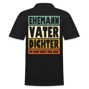 Dichter Vater Ehemann Held - Männer Poloshirt - Schwarz - Hinten - Kai (181cm)