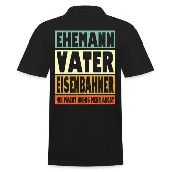 Eisenbahner Vater Ehemann Held - Männer Poloshirt - Schwarz - Hinten - Kai (181cm)