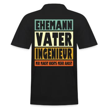 Ingenieur Vater Ehemann Held - Männer Poloshirt - Schwarz - Hinten - Kai (181cm)