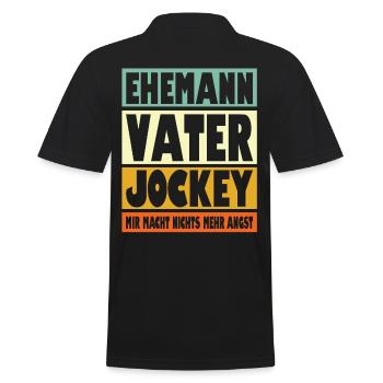 Jockey Vater Ehemann Held - Männer Poloshirt - Schwarz - Hinten - Kai (181cm)