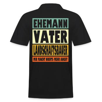 Landschaftsbauer Vater Ehemann Held - Männer Poloshirt - Schwarz - Hinten - Kai (181cm)