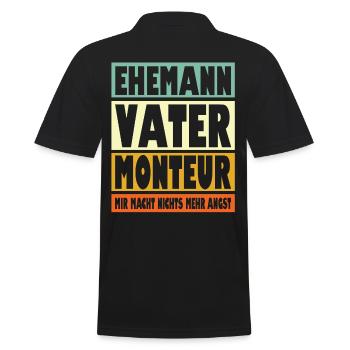 Monteur Vater Ehemann Held - Männer Poloshirt - Schwarz - Hinten - Kai (181cm)