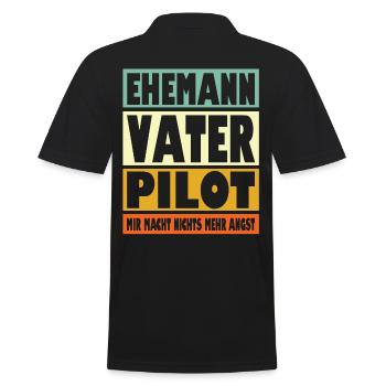 Pilot Vater Ehemann Held - Männer Poloshirt - Schwarz - Hinten - Kai (181cm)