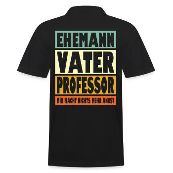 Professor Vater Ehemann Held - Männer Poloshirt - Schwarz - Hinten - Kai (181cm)