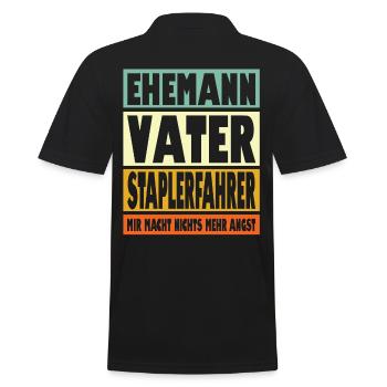 Staplerfahrer Vater Ehemann Held - Männer Poloshirt - Schwarz - Hinten - Kai (181cm)