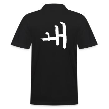 Korean letter Woe - Men's Polo Shirt - black - Back - Kai (181cm)