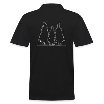 Baum Wald Lineart - Männer Poloshirt - Schwarz - Hinten - Kai (181cm)