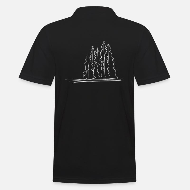 Baum Wald Lineart - Männer Poloshirt - Schwarz