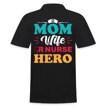 Surgical Nurse Mama - Men's Polo Shirt - black - Back - Kai (181cm)