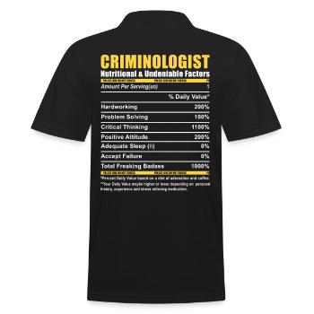 Criminologist Criminology Nutritional information - Men's Polo Shirt - black - Back - Kai (181cm)