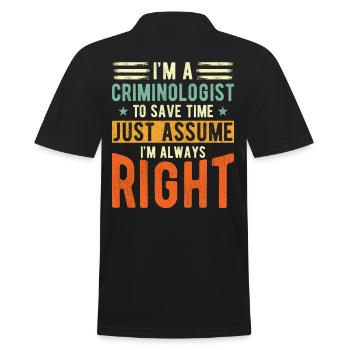 Criminologist Criminology Nutritional information - Men's Polo Shirt - black - Back - Kai (181cm)