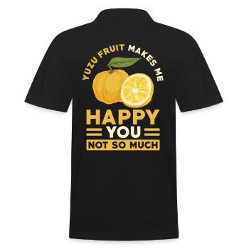 Yuzu Fruit Saying - Men's Polo Shirt - black - Back - Kai (181cm)